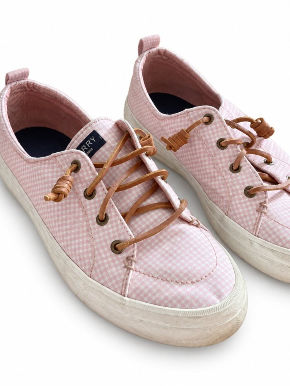 Sperry Blush Pink Gingham Boat Sneakers